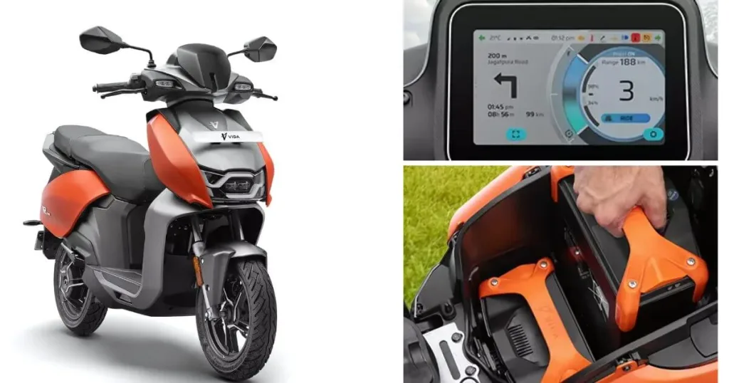 Vida V2 Plus electric scooter connected to home charger in parking area